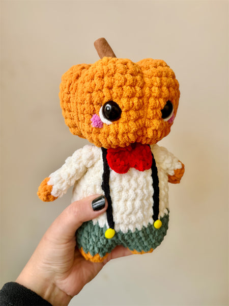 Pumpkin head man plushie  - handmade to order - Halloween soft toys