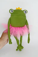 Frog princess rag doll - plushie - handmade to order