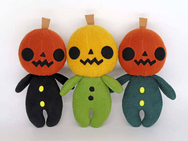 Jack-o'-lantern plushies - handmade to order - Halloween soft toys