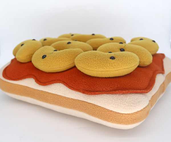 Baked beans on toast pillow - handmade to order