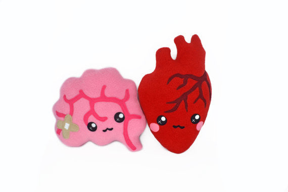 LOVE pack - heart and brain plushies kawaii novelty pillows