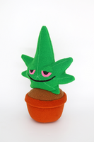 Stoned cannabis plant in pot plushie / pillow