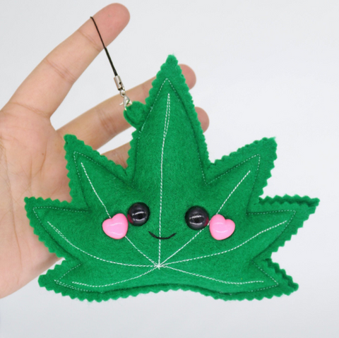 Weed leaf plushie keychain