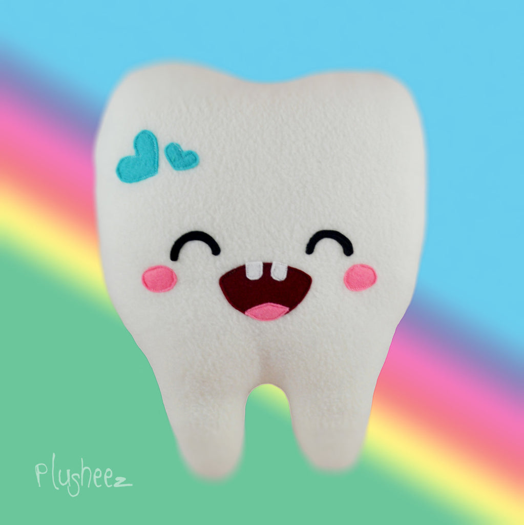 Sweet Tooth plushee / Kawaii happy tooth pillow