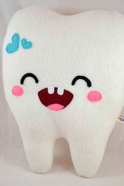 Sweet Tooth plushee / Kawaii happy tooth pillow